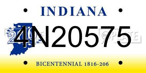 4N20575 Indiana License Plate