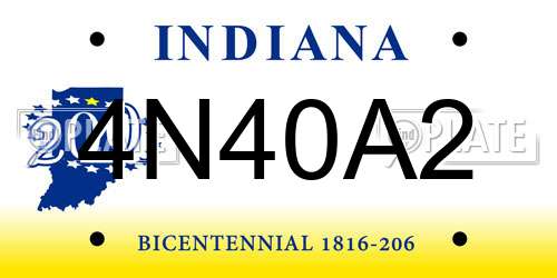 4N40A2 Indiana License Plate