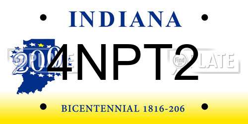4NPT2 Indiana License Plate