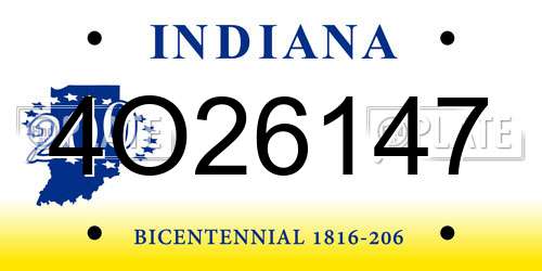 4O26147 Indiana License Plate