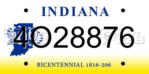 4O28876 Indiana License Plate