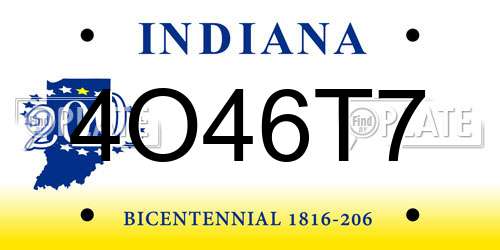 4O46T7 Indiana License Plate