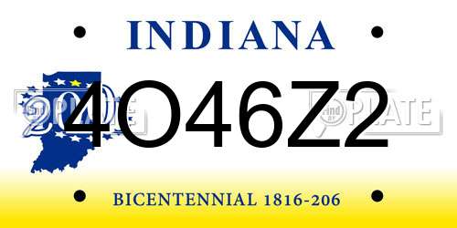 4O46Z2 Indiana License Plate
