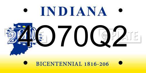 4O70Q2 Indiana License Plate