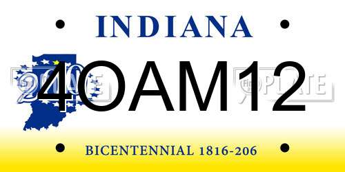4OAM12 Indiana License Plate
