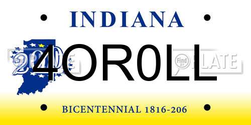 4OR0LL Indiana License Plate
