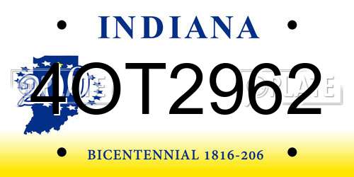 4OT2962 Indiana License Plate
