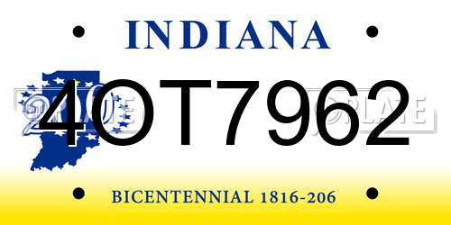 4OT7962 Indiana License Plate