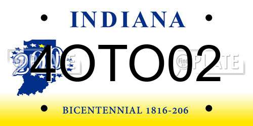 4OTO02 Indiana License Plate