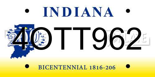 4OTT962 Indiana License Plate