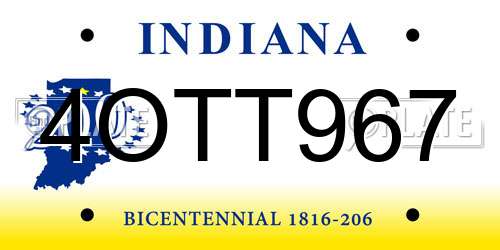 4OTT967 Indiana License Plate