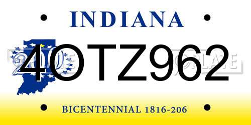 4OTZ962 Indiana License Plate