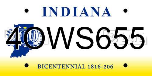 4OWS655 Indiana License Plate
