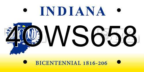 4OWS658 Indiana License Plate