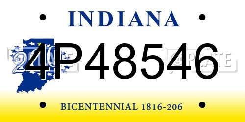 4P48546 Indiana License Plate