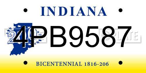 4PB9587 Indiana License Plate