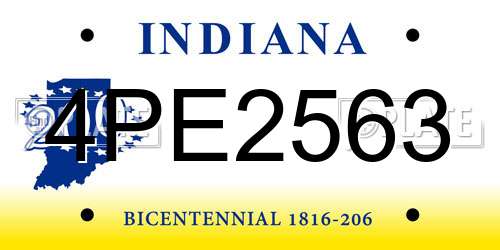 4PE2563 Indiana License Plate