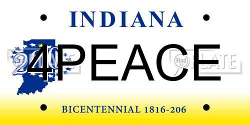4PEACE Indiana License Plate
