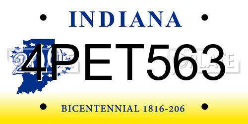 4PET563 Indiana License Plate