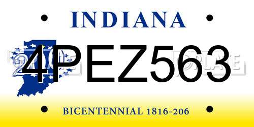 4PEZ563 Indiana License Plate