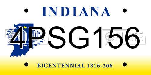4PSG156 Indiana License Plate