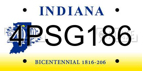 4PSG186 Indiana License Plate