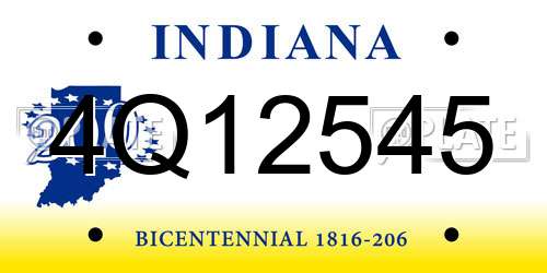 4Q12545 Indiana License Plate