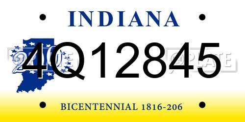 4Q12845 Indiana License Plate