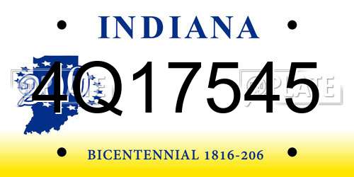4Q17545 Indiana License Plate