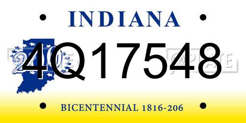 4Q17548 Indiana License Plate