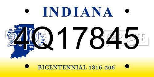4Q17845 Indiana License Plate