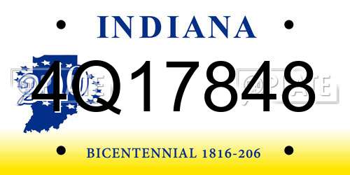 4Q17848 Indiana License Plate