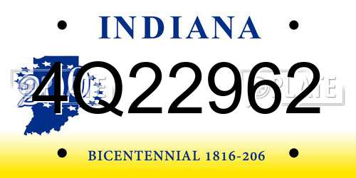 4Q22962 Indiana License Plate