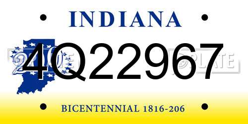 4Q22967 Indiana License Plate
