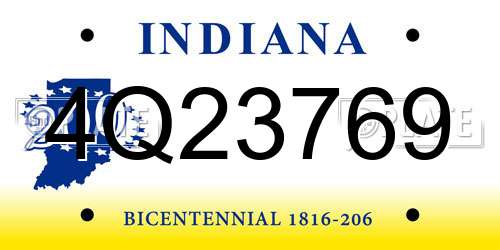 4Q23769 Indiana License Plate