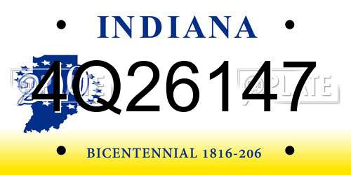 4Q26147 Indiana License Plate