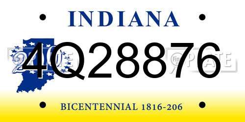4Q28876 Indiana License Plate
