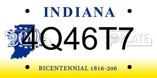 4Q46T7 Indiana License Plate