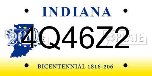 4Q46Z2 Indiana License Plate