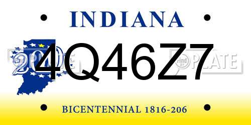 4Q46Z7 Indiana License Plate