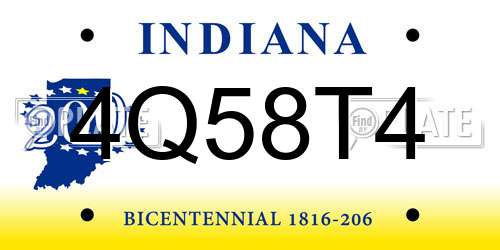 4Q58T4 Indiana License Plate