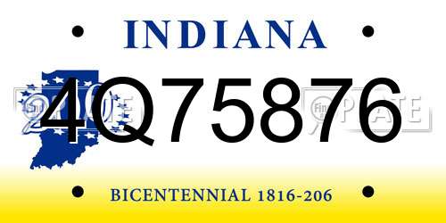 4Q75876 Indiana License Plate