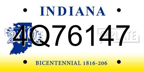 4Q76147 Indiana License Plate