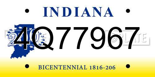 4Q77967 Indiana License Plate