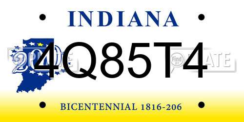 4Q85T4 Indiana License Plate