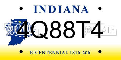 4Q88T4 Indiana License Plate