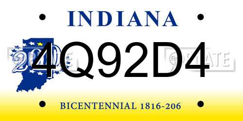 4Q92D4 Indiana License Plate