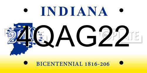 4QAG22 Indiana License Plate