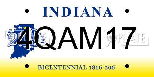 4QAM17 Indiana License Plate