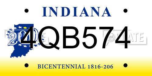 4QB574 Indiana License Plate